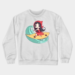 Surfing girl kawaii style Crewneck Sweatshirt